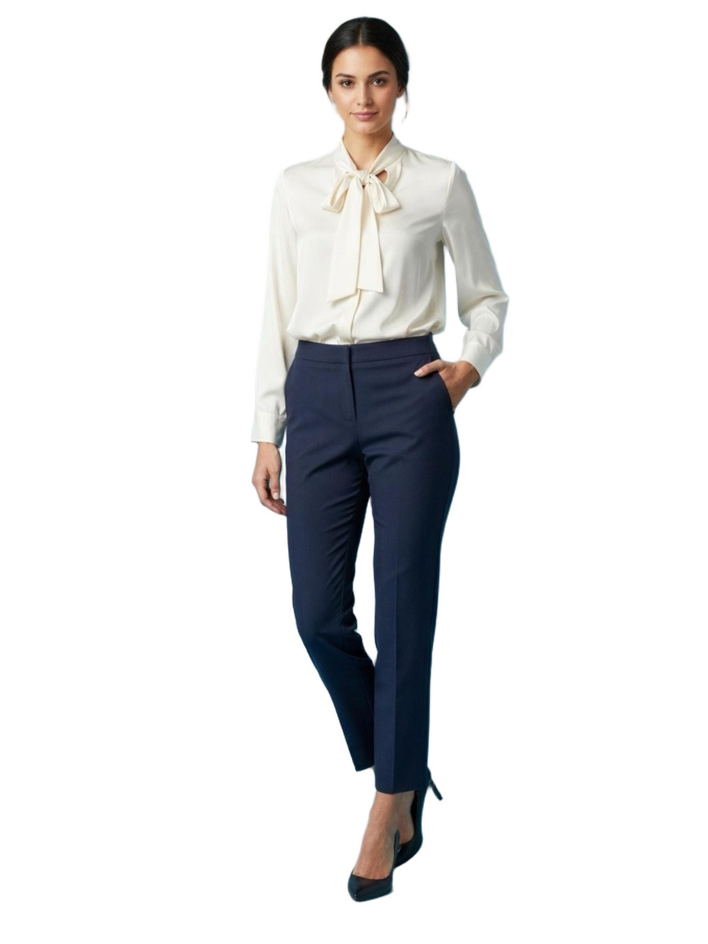 CeCe Navy Cropped Straight-Leg Dress Pants Size 8
